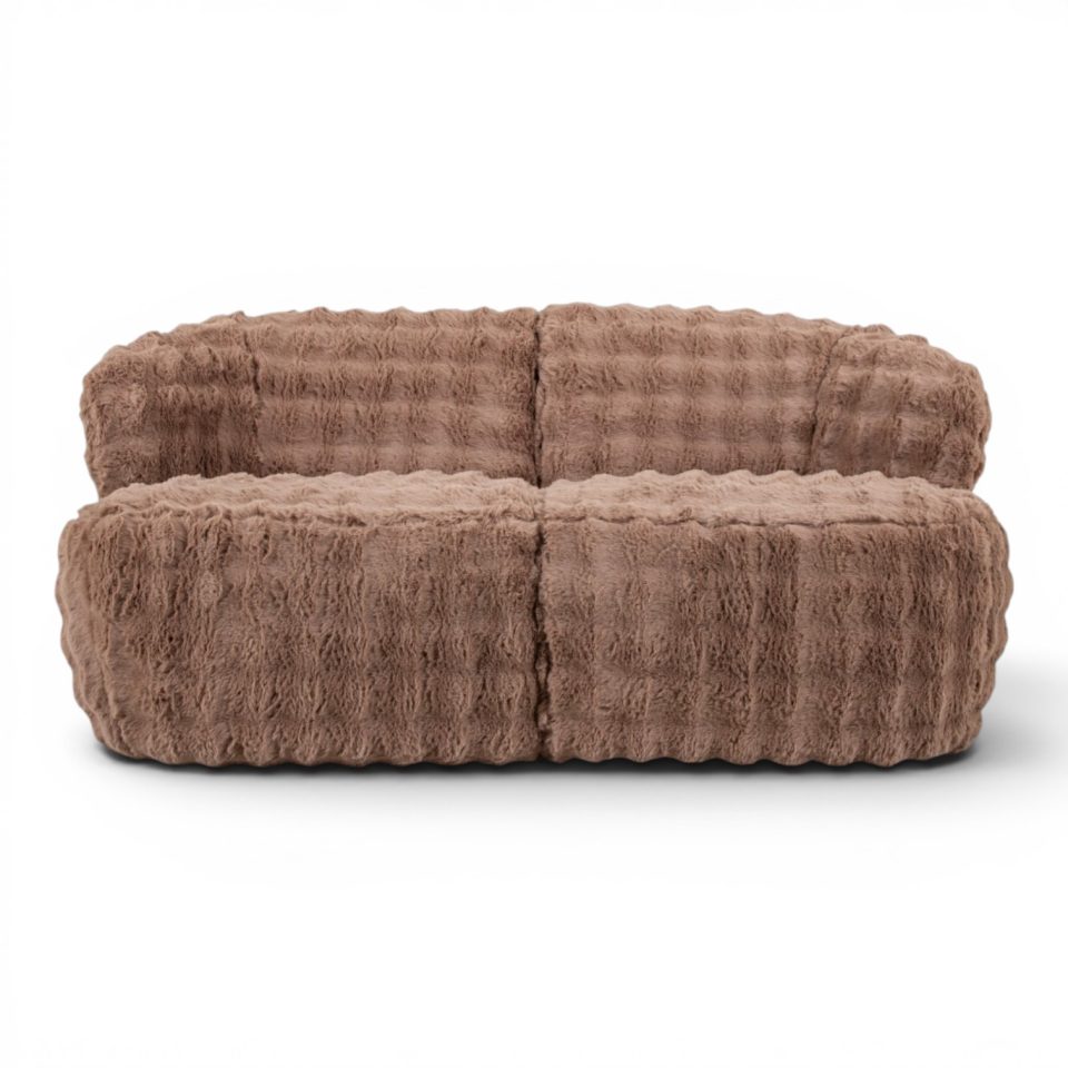 Ingrid 2-Sits Soffa i Taupe Bubble Fuskpäls